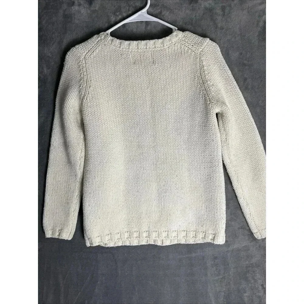 Banana Republic Sweater‎ Women M Cream Heritage Cable Knit Wool Blend Crew Neck